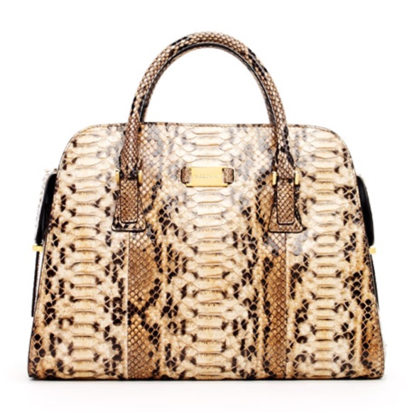 Michael Kors Gia Python Satchel Bag, Desert - Picture 3 of 8